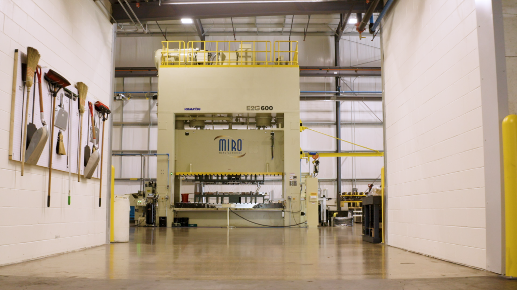 Miro Manufacturing's servo press for contract precision metal stamping.