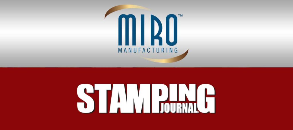 The Miro Manufacturing logo above the Stamping Journal logo.